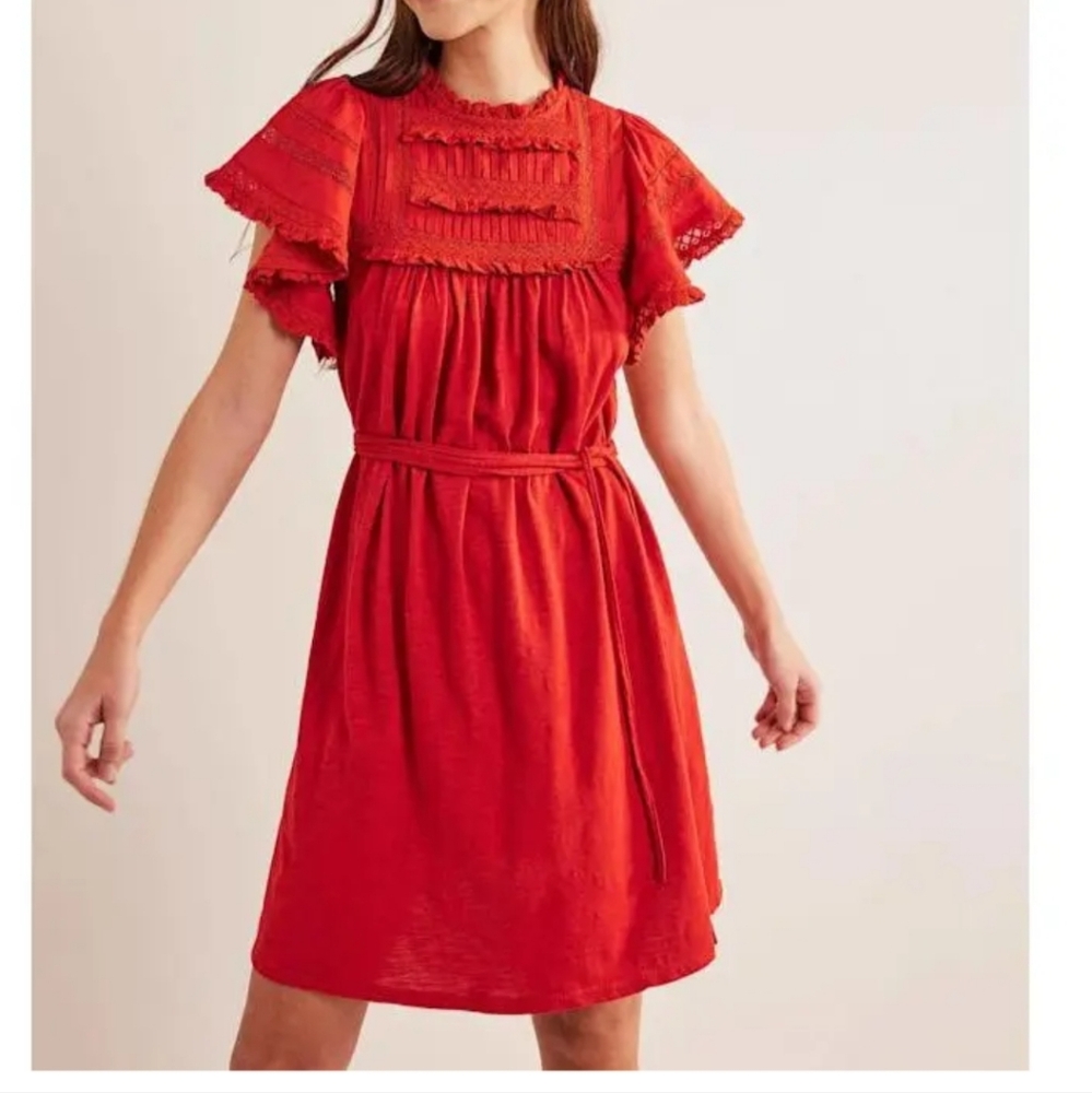 Boden Scarlet Lace Detail Mini Dress